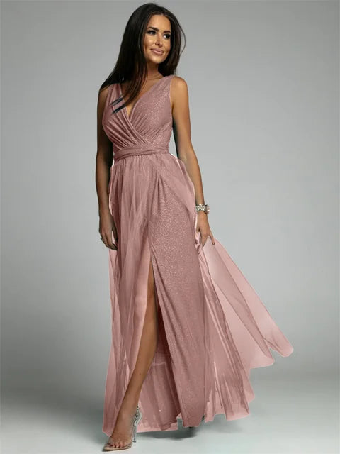 Vestido elegante com decote em V - Mindy