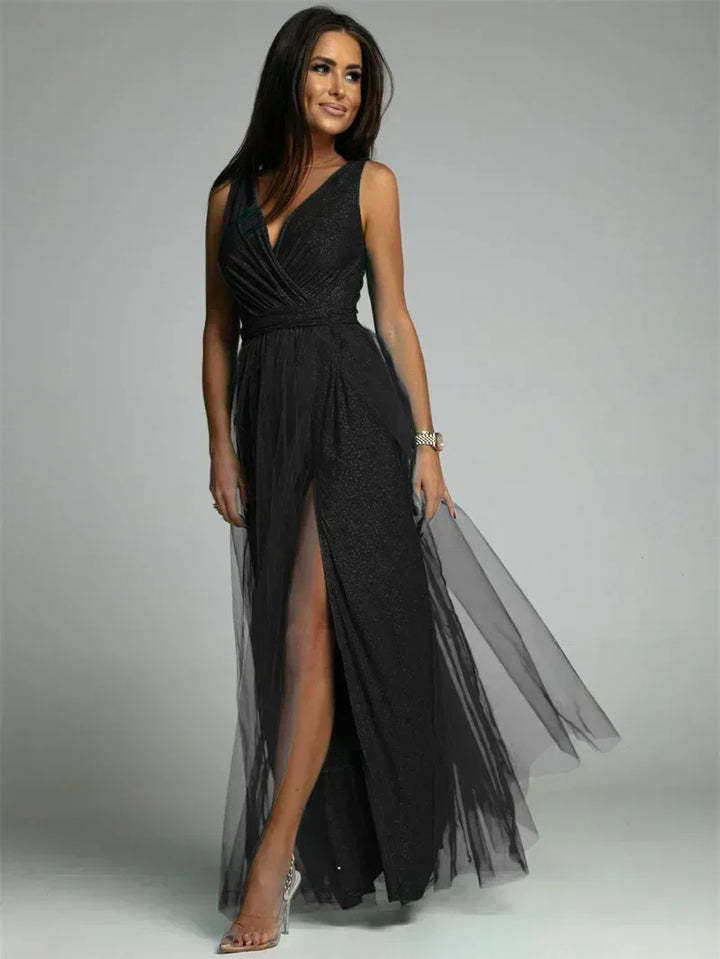 Vestido elegante com decote em V - Mindy