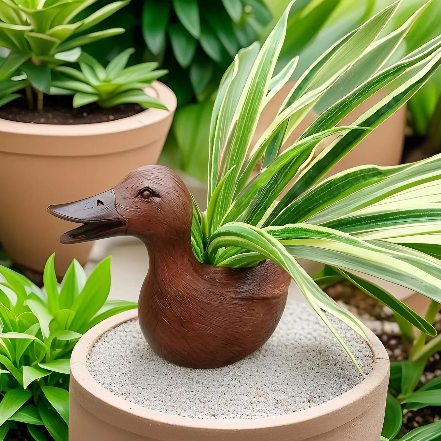Estátua de pato vaso de flores - QuackyPlanter