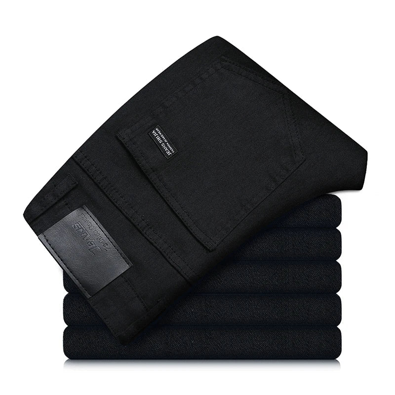 Men's Straight Fit Jeans in Black with Stretch – Milan