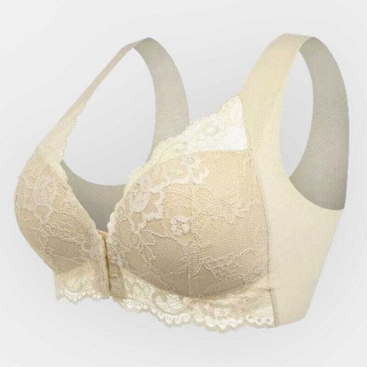 Seamless lace sports bra with front closure – Mireya