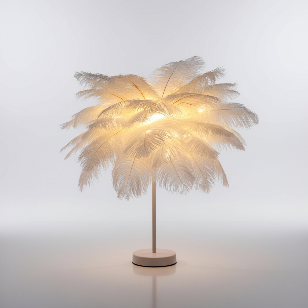 Tischlampe Mit Federschirm - PalmGleam