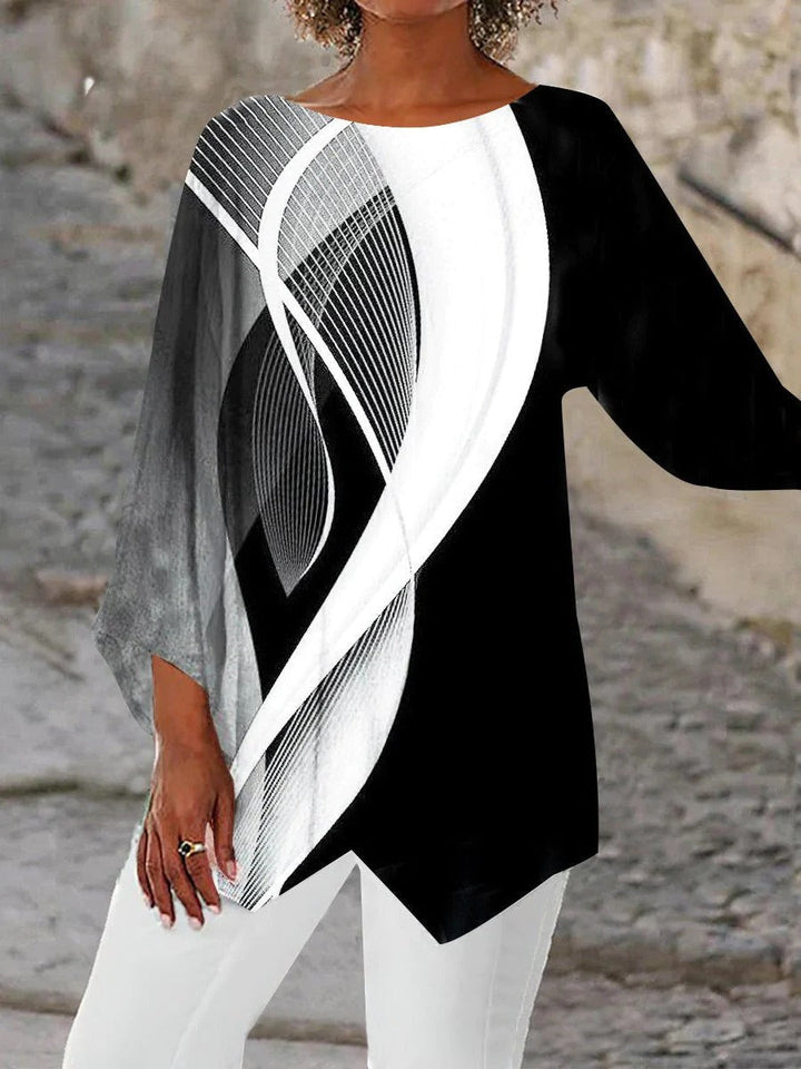 Túnica Geométrica Elegante de Manga Longa - Aurora