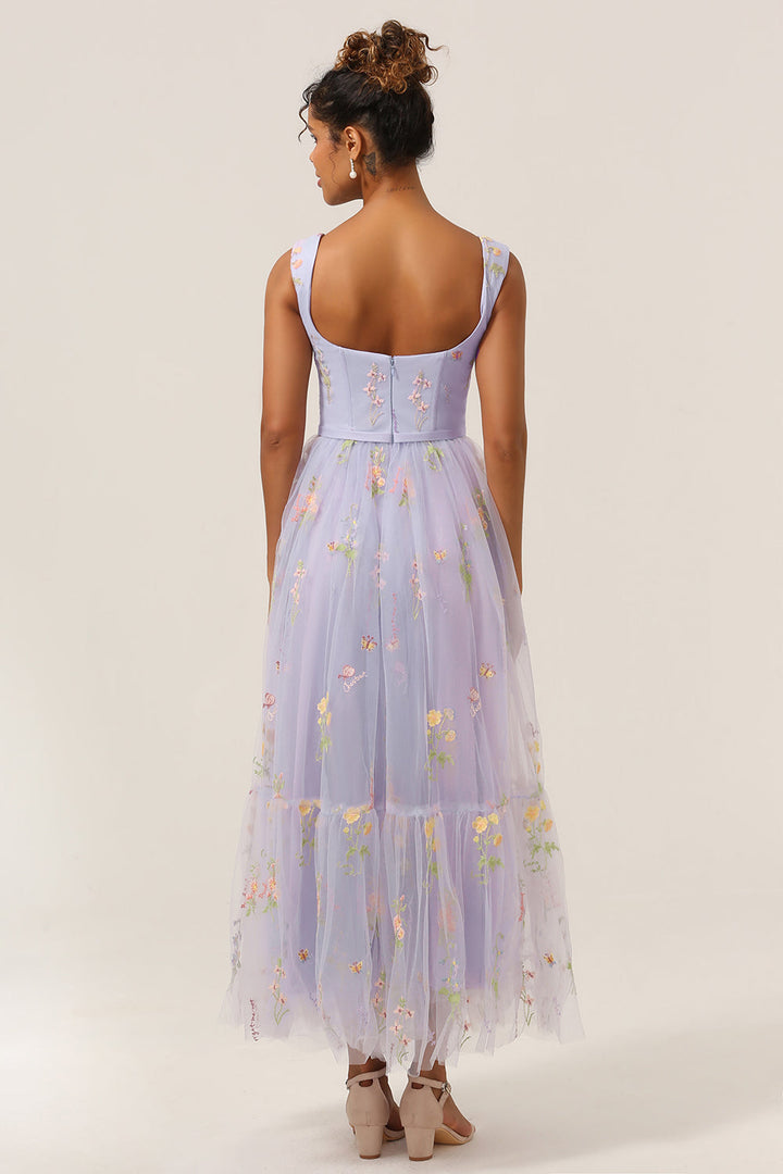 Vestido de baile longo verde em A com bordados - Anna