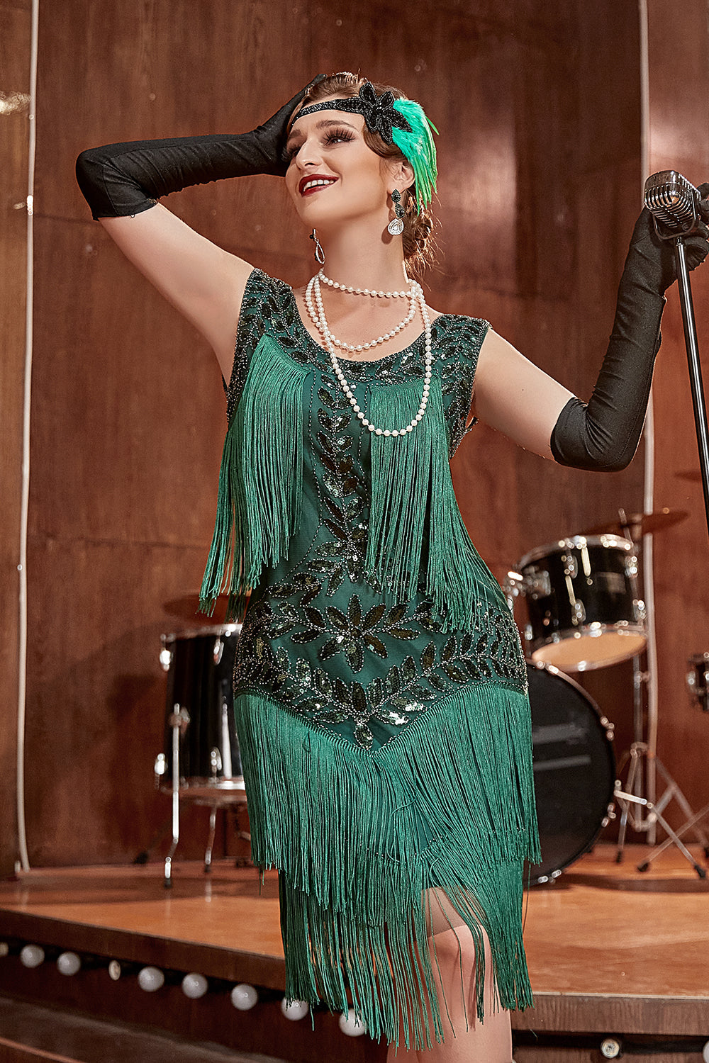 Vestido Charleston glamouroso dos anos 20 - Amelia