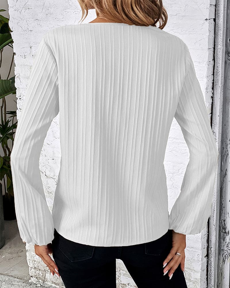 Blusa de manga longa com decote em V - Alina