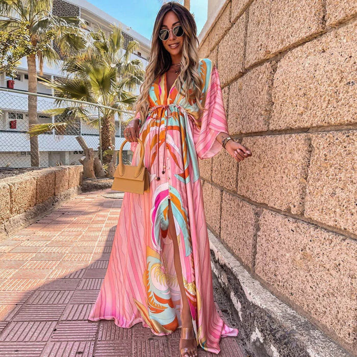Vestido de praia elegante com estampa - Zamara