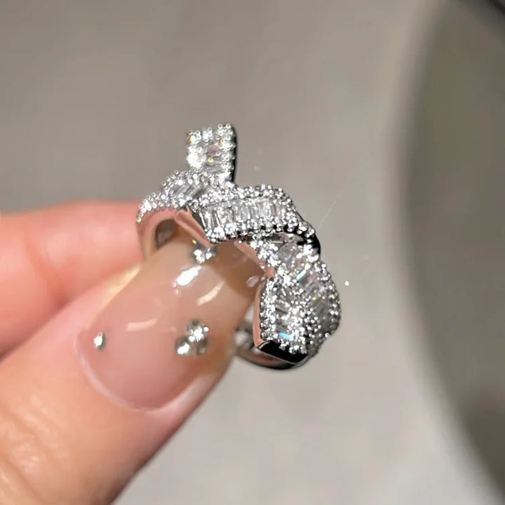 Adjustable Diamond Knot Ring - Serena-Silver-Nora Luxe