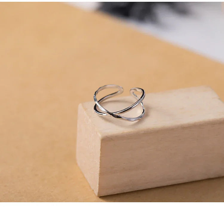 Adjustable Double Lines Ring - Lina-Crossed-Nora Luxe