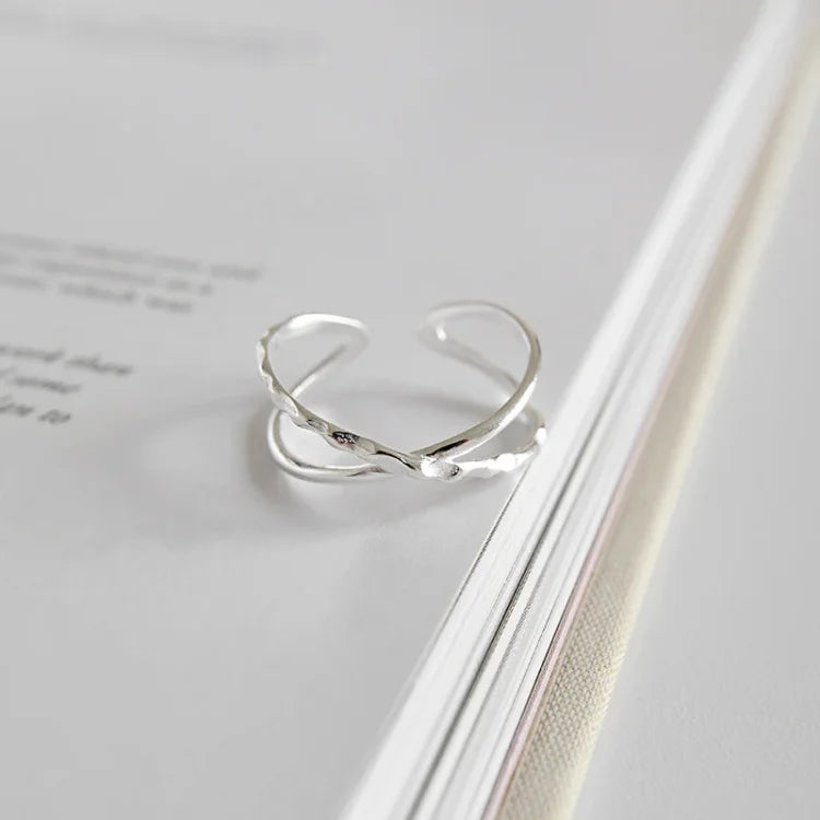 Adjustable Double Lines Ring - Lina-Crossed-Nora Luxe