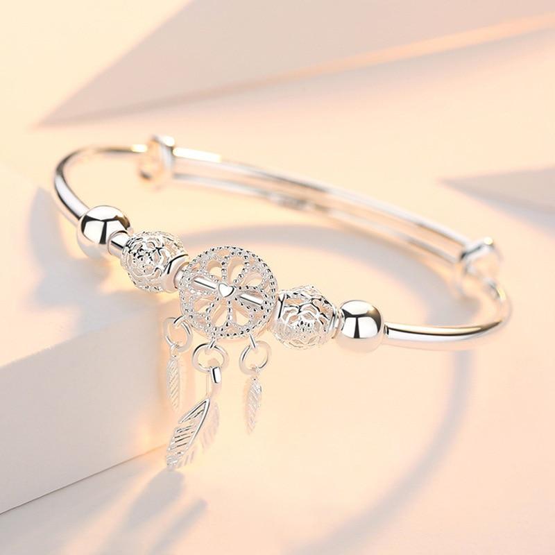 Adjustable Dreamcatcher Bracelet of 925 Silver - Lisa-Nora Luxe
