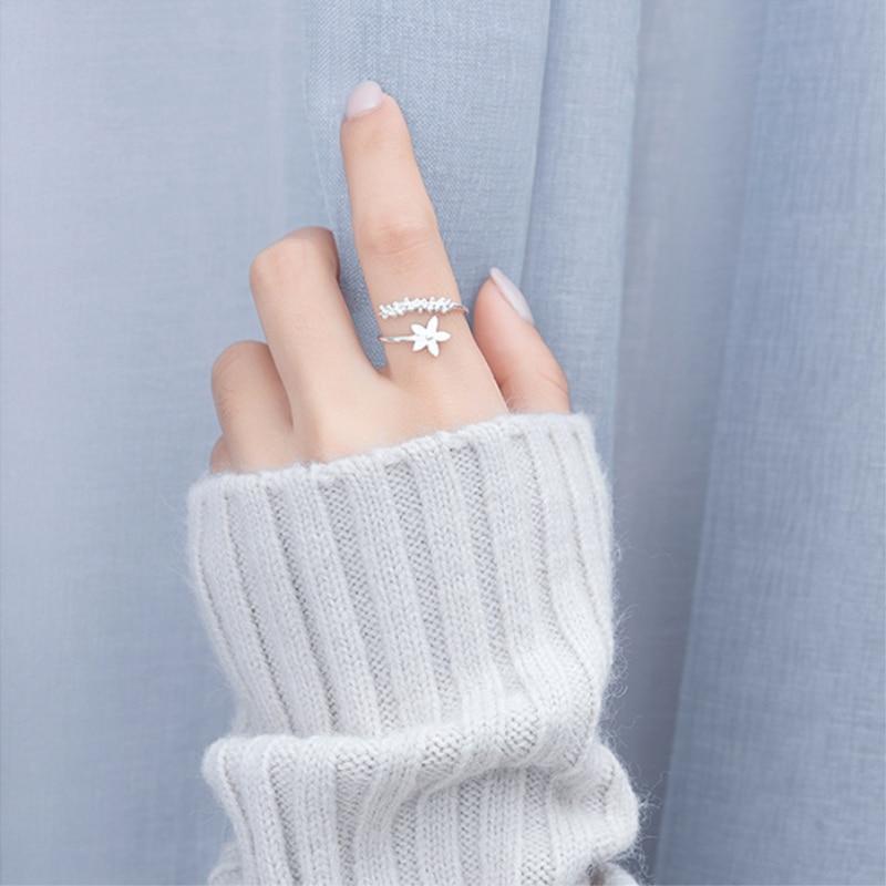 Adjustable Silver Ring with Enamel Wildflowers - Amaril-Nora Luxe
