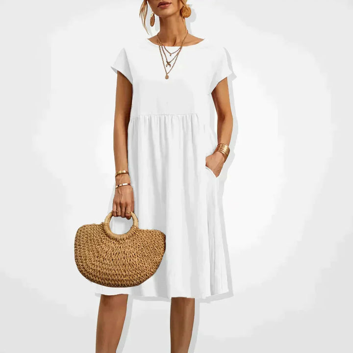 Airy linen dress - Elodie-White-S-Nora Luxe