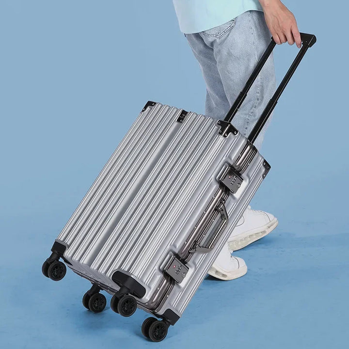Aluminum frame hard shell suitcase – Geneva-Red-S (38 L)-Nora Luxe