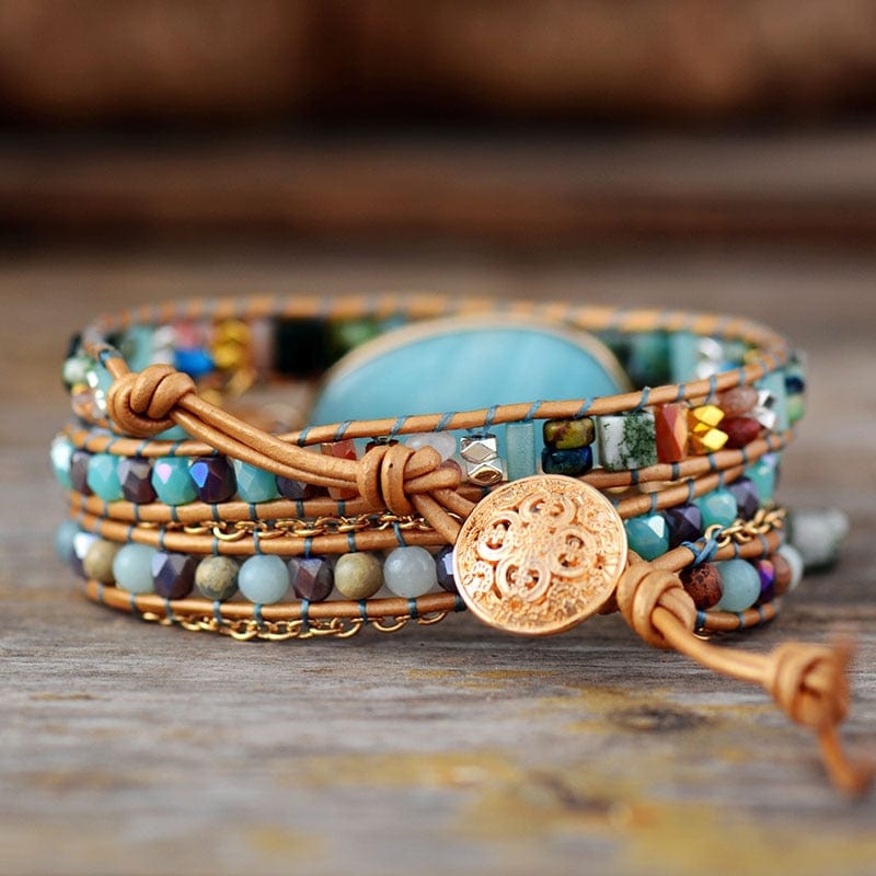Amazonite Sea Blue Wrap Bracelet - Marina-Nora Luxe