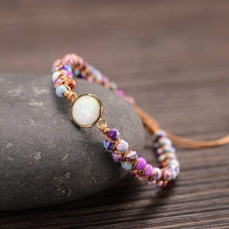 Amethyst-Opal Yoga Bracelet - Aurielle-Pink-Nora Luxe