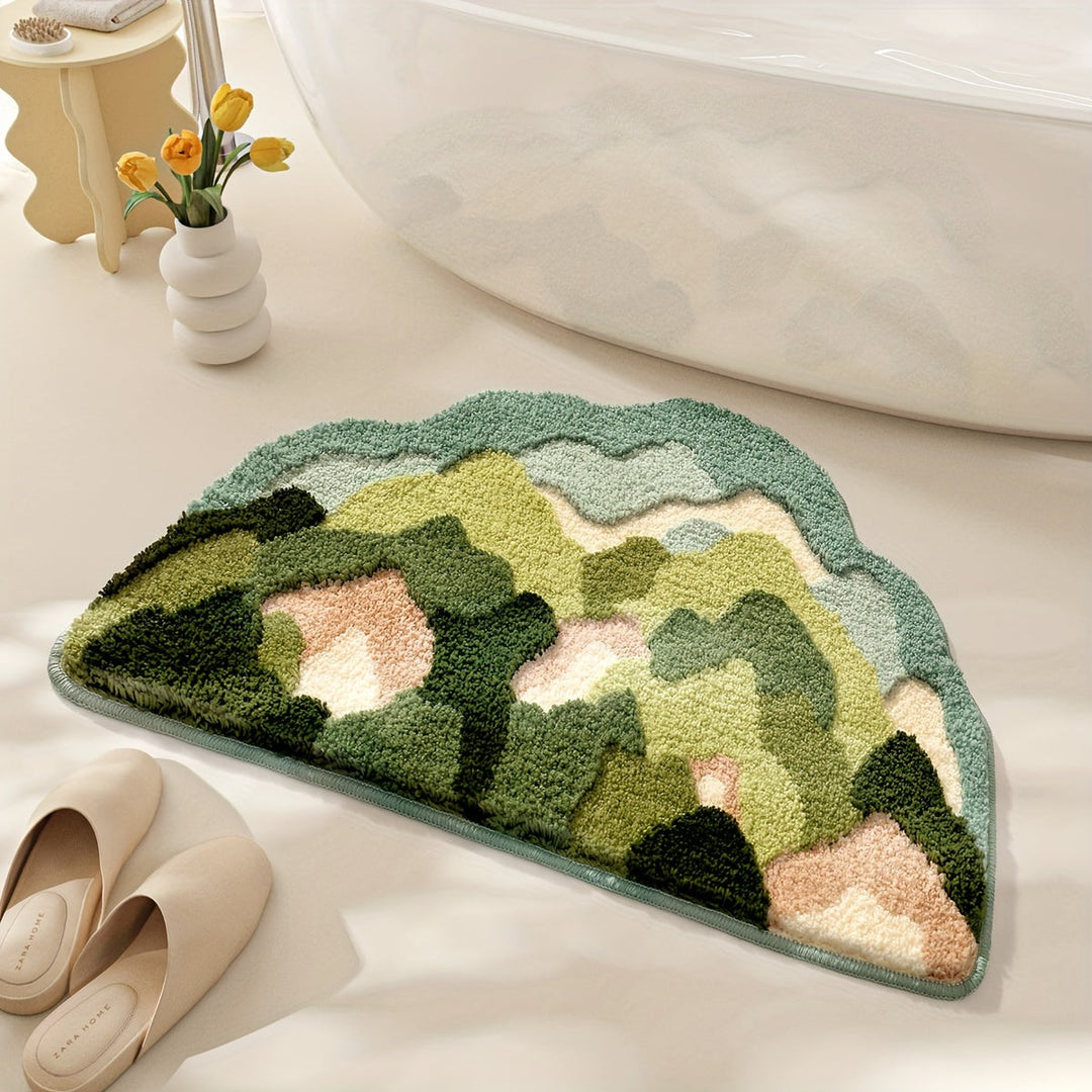 Tapete de banheiro de luxo com motivo de flores, extra macia e absorvente - Florina