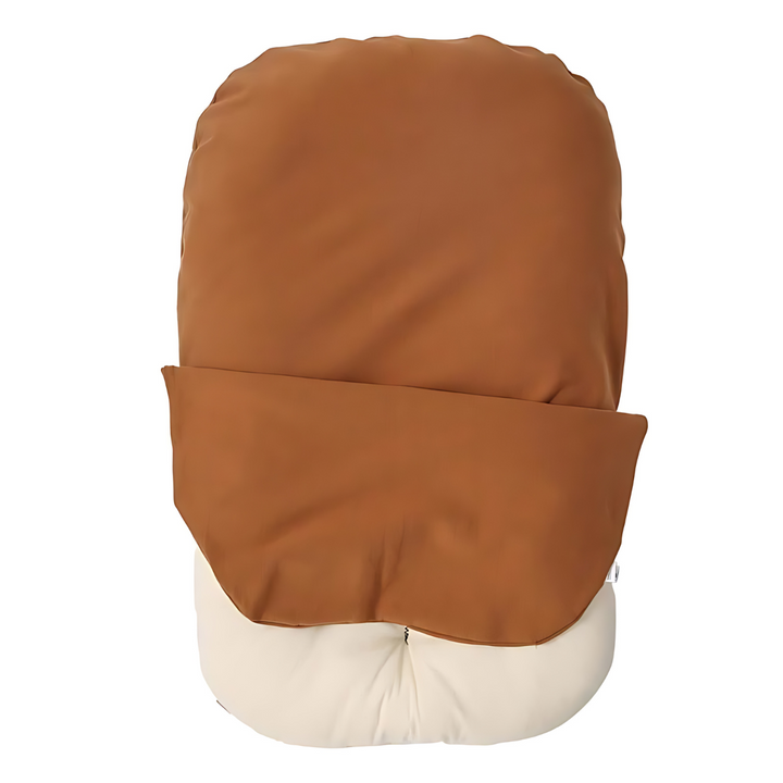 Brown lounger cover partly folded back to reveal the cream inner cushion underneath 8