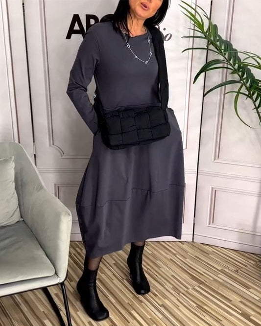 Vestido casual do dia a dia com decote redondo - Sophie