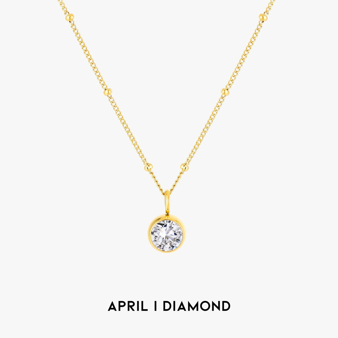 Birthstone Necklace - Aurora-April | Diamond-Gold-Nora Luxe