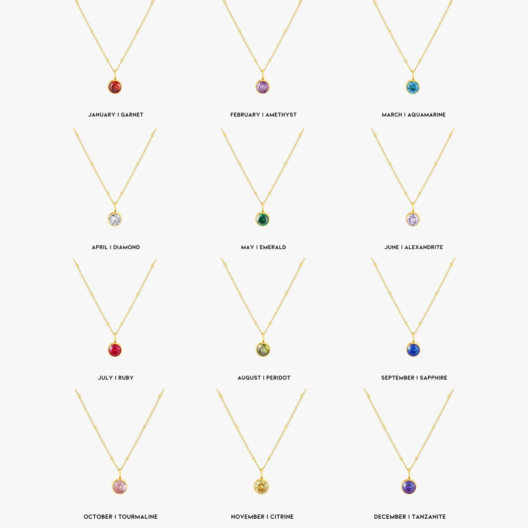 Birthstone Necklace - Aurora-January | Pomegranate-Gold-Nora Luxe