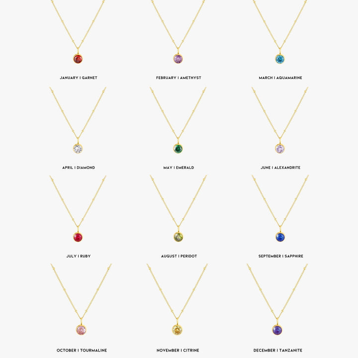 Birthstone Necklace - Aurora-January | Pomegranate-Gold-Nora Luxe