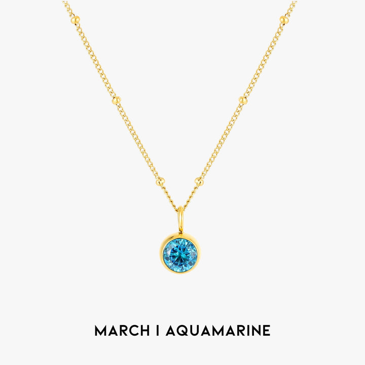 Birthstone Necklace - Aurora-March | Aquamarine-Gold-Nora Luxe