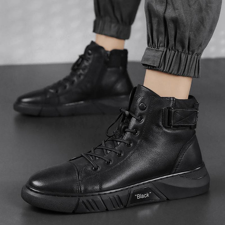 Black Handmade Leather Boots for Men - ShadowStep-Black-7.0-Nora Luxe