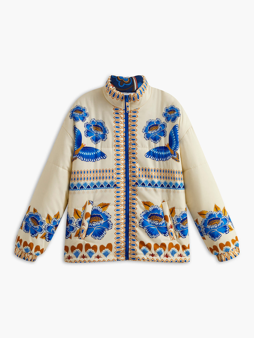 Bohemian Winter Jacket with Print and Zip - Zahara-S-Nora Luxe