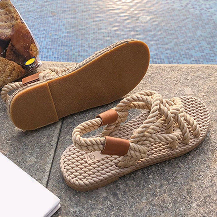 Braided Gladiator Sandals – Serina-Beige-3-State of Style