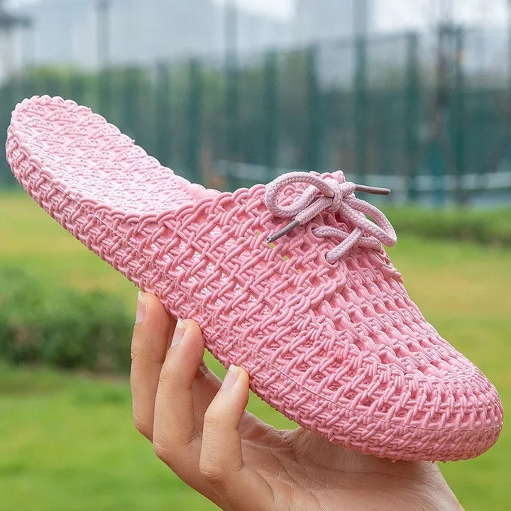 Breathable women's outdoor loafers with open toe – Linaya-Pink-4-Nora Luxe
