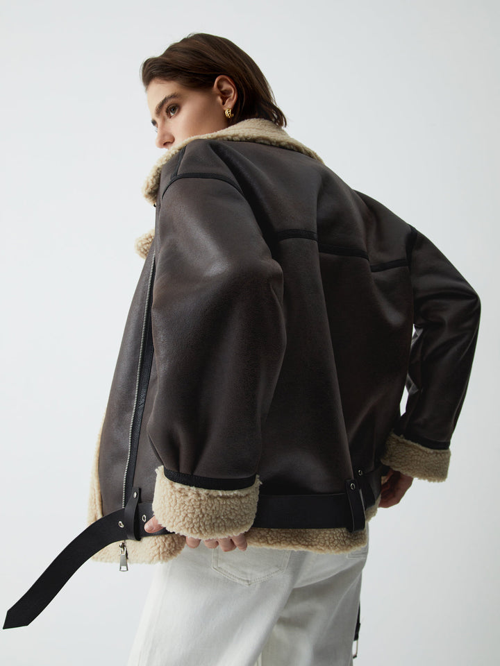 Brown Leather Flight Jacket for Women - Mila-XS-Nora Luxe