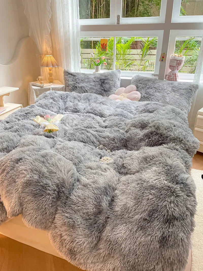 Candy-Colored Soft Duvet Cover - FluffCandy-Dark Gray-59.06 inches bed-Nora Luxe