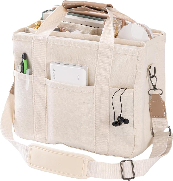 Canvas Tote Bag - UrbanGrace-Beige-Nora Luxe