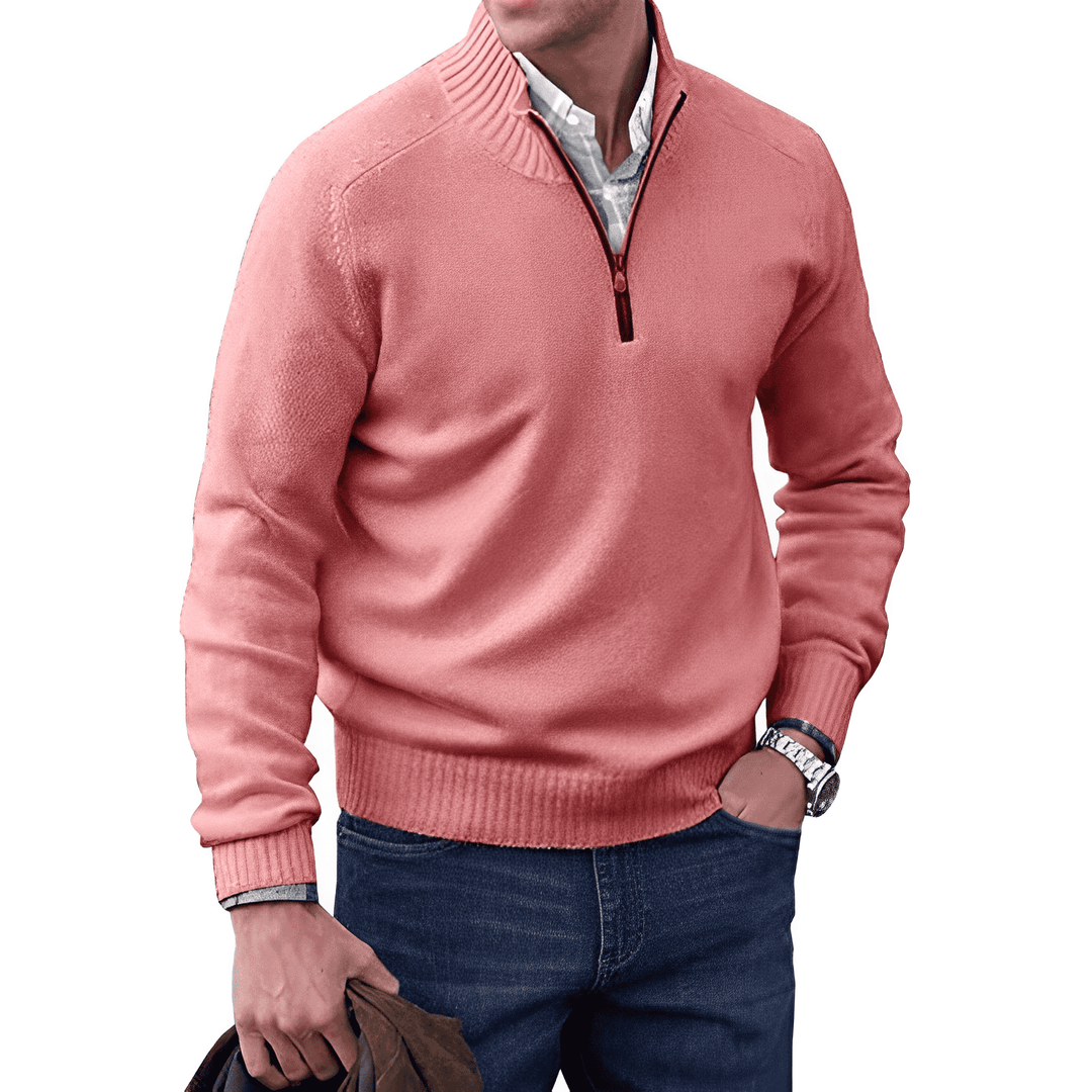 Cashmere Jumper with Zip - Mason-Pink-M-Nora Luxe