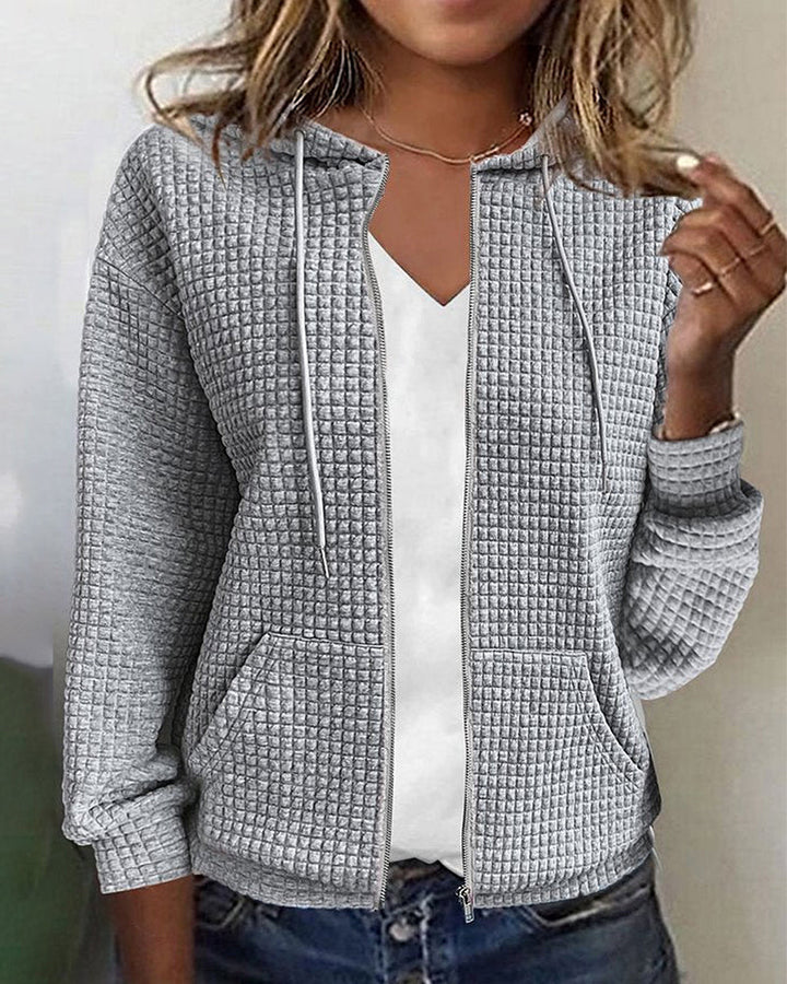 Casual Comfort Women's Jacket with Pockets and Drawstrings - Sophie-Gray-S-Nora Luxe