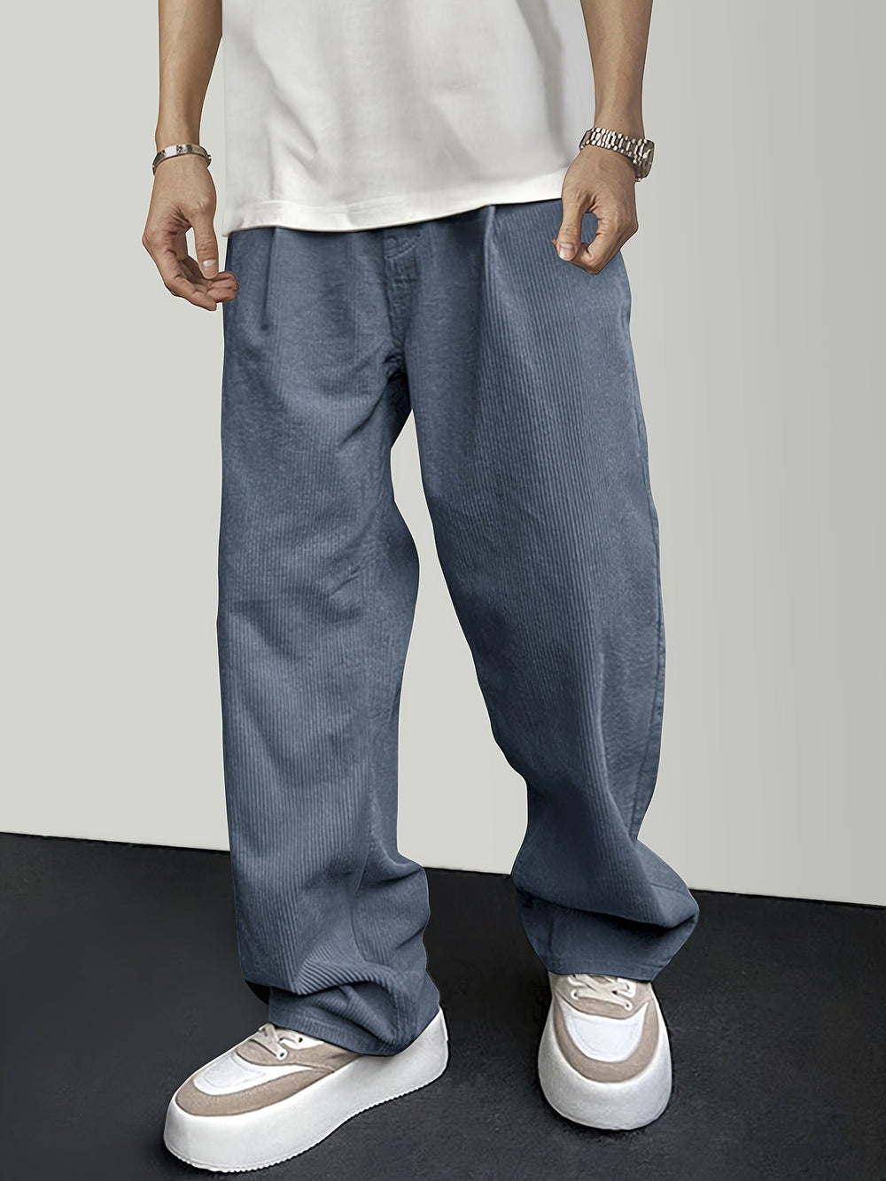 Casual Corduroy Men's Trousers with Drawstring - Mason-Black-S-Nora Luxe