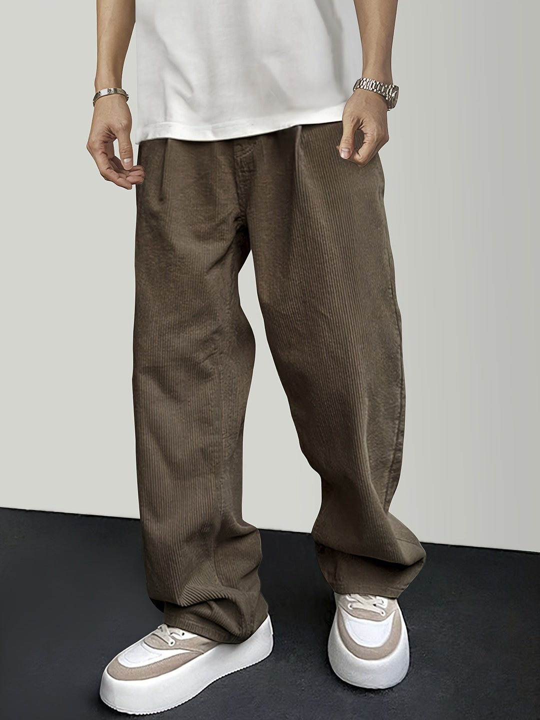 Casual Corduroy Men's Trousers with Drawstring - Mason-Black-S-Nora Luxe