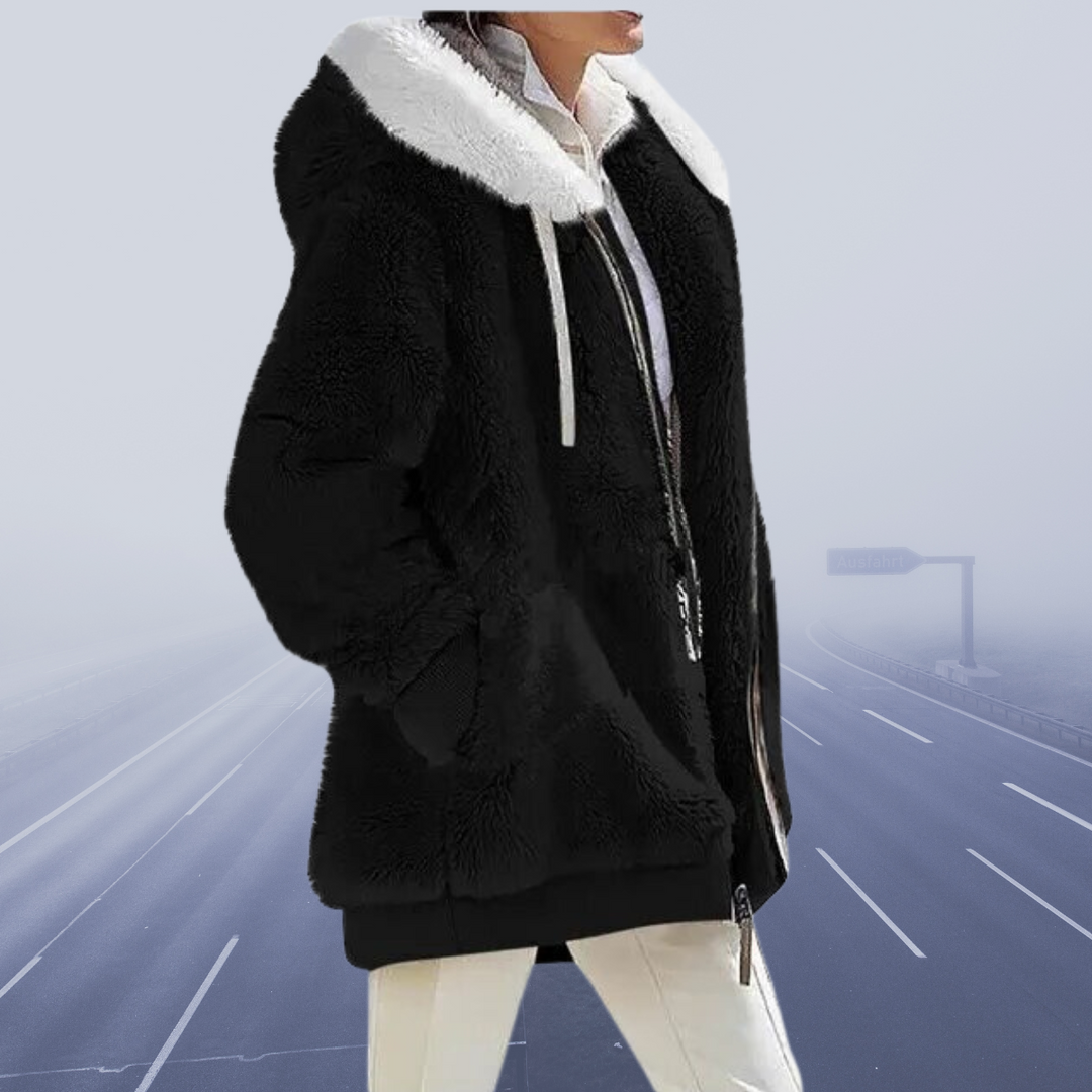 Casual Fleece Vest with Hood - Elena-Black-S-Nora Luxe