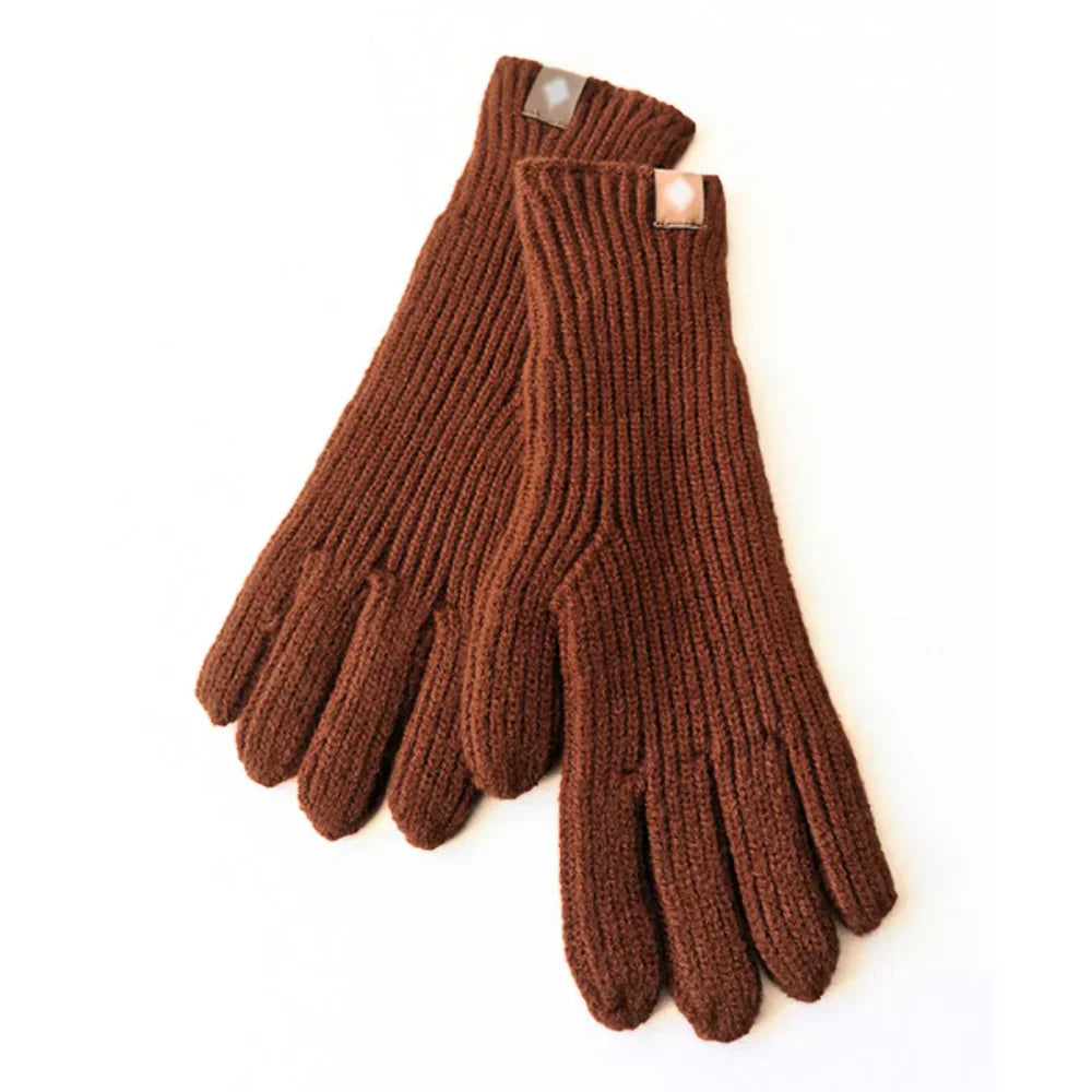 Casual Knitted Women's Gloves - Elara-Brown-Nora Luxe