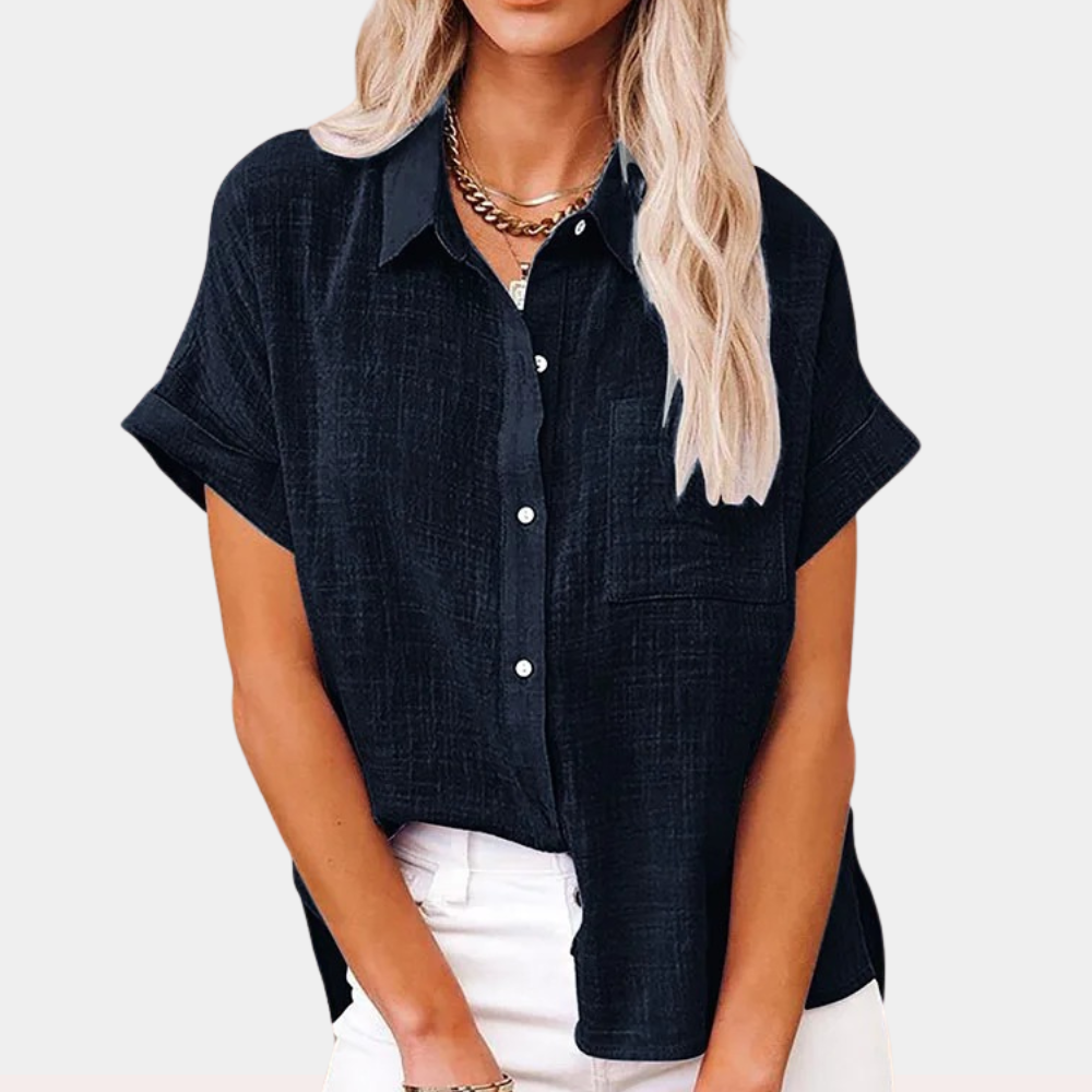 Casual Ladies Summer Blouse – Noémie-Black-S-State of Style