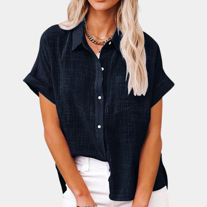 Casual Ladies Summer Blouse – Noémie-Black-S-State of Style