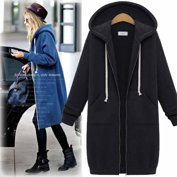 Casual Lang Women's Jacket - CozyZip-Black-M-Nora Luxe