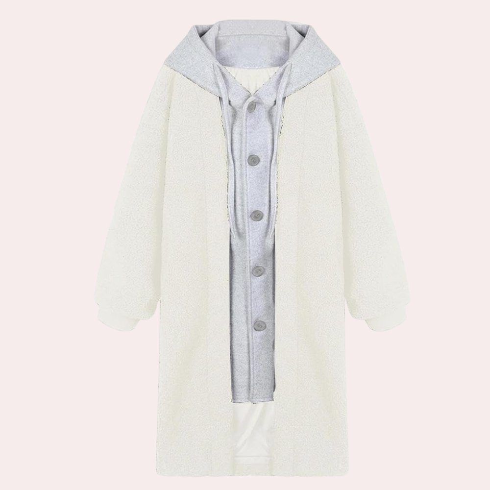 Casual Long Women's Jacket with Hood - Isla-White-XS-Nora Luxe