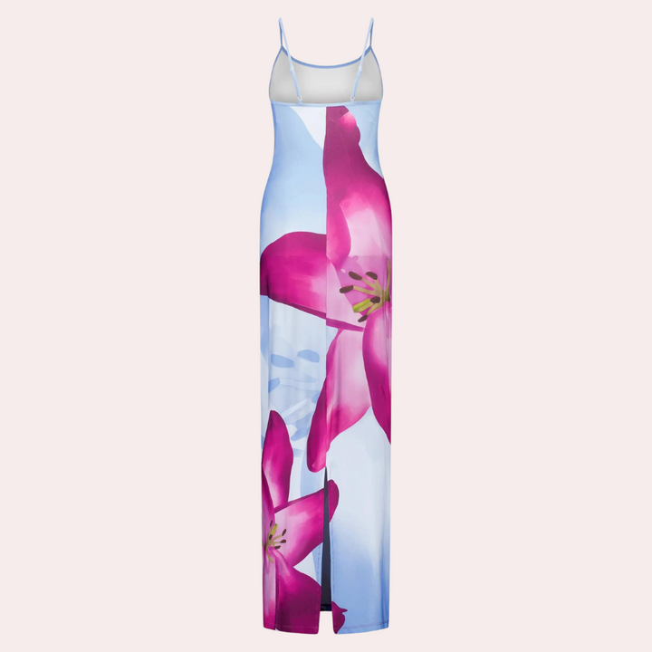 Casual Summer Dress with Figure Accent – Lucine-Light blue-S-State of Style