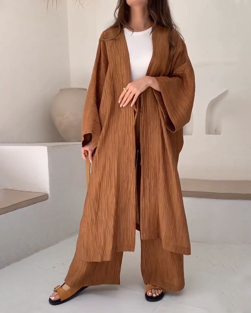 Casual two-piece set for women with vest and trousers – Thalia-Brown-S-Nora Luxe