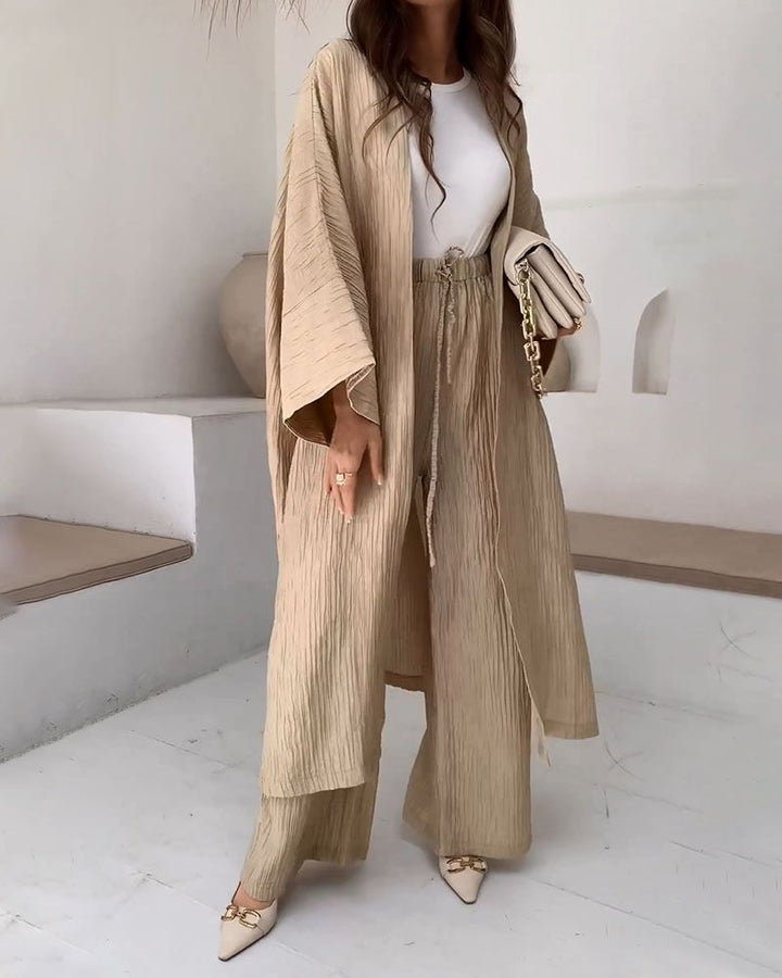 Casual two-piece set for women with vest and trousers – Thalia-Khaki-S-Nora Luxe