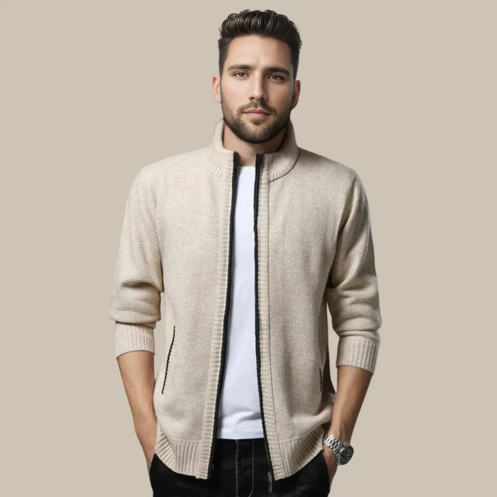 Casual Vest with Zip - Blake-Beige-S-Nora Luxe