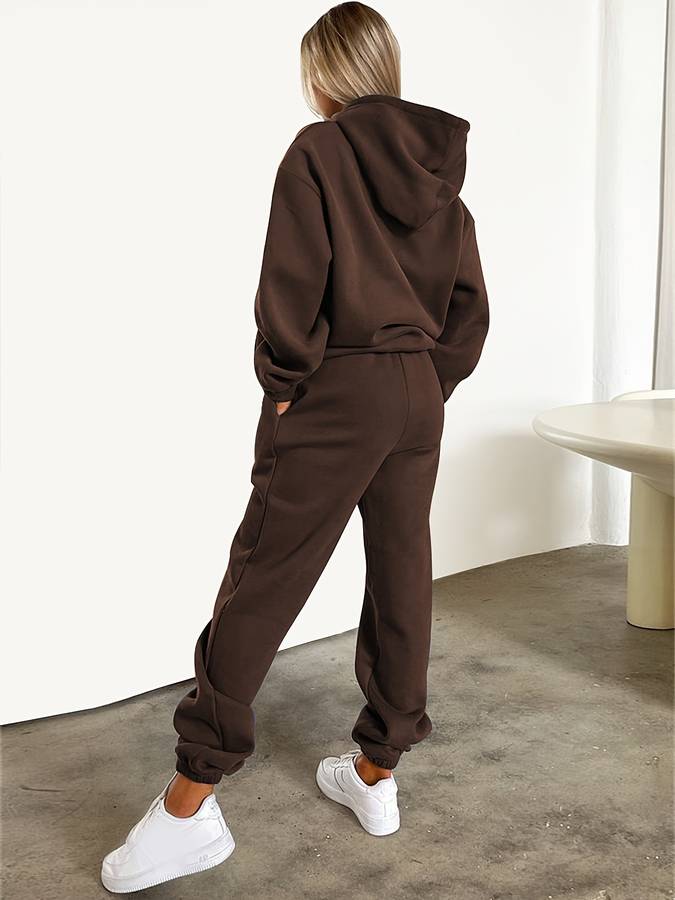 Casual Women's Sweatpants & Sweater Set - Harper-Brown-S-Nora Luxe