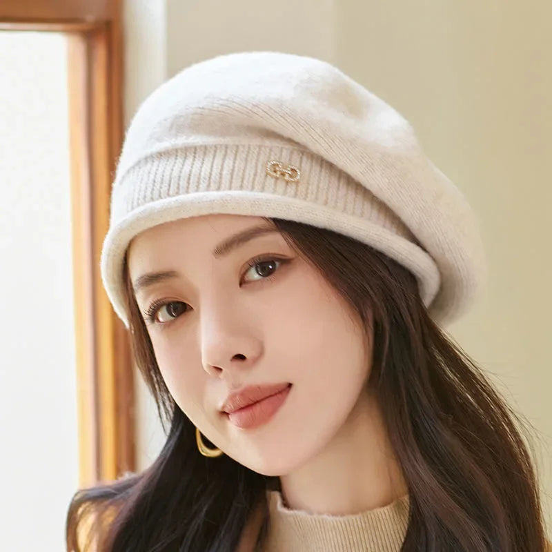 Casual Wool Ladies Beret - Diana-Light Gray-Nora Luxe